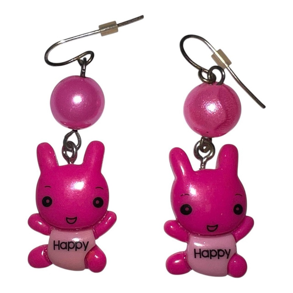 Happy Pink bunny earrings.